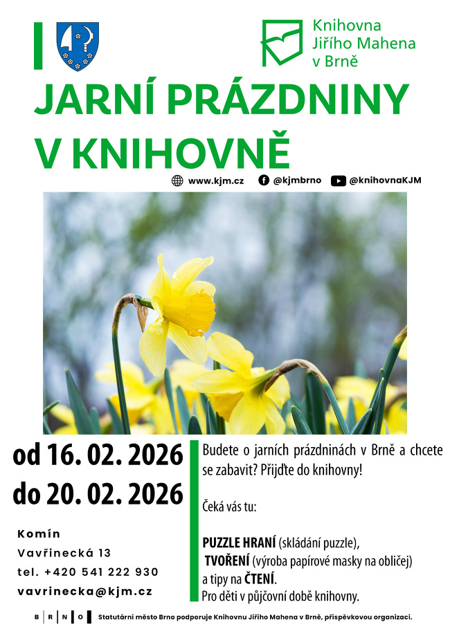 Plakát na akci s informacemi z textu se žlutými narcisy